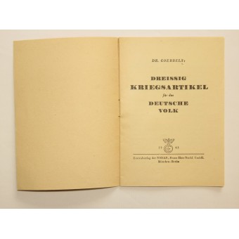 30 articoli di guerra per Dr Goebbels. Dreissig Kriegsartikel für das Deutsche Volk, 1943. Espenlaub militaria